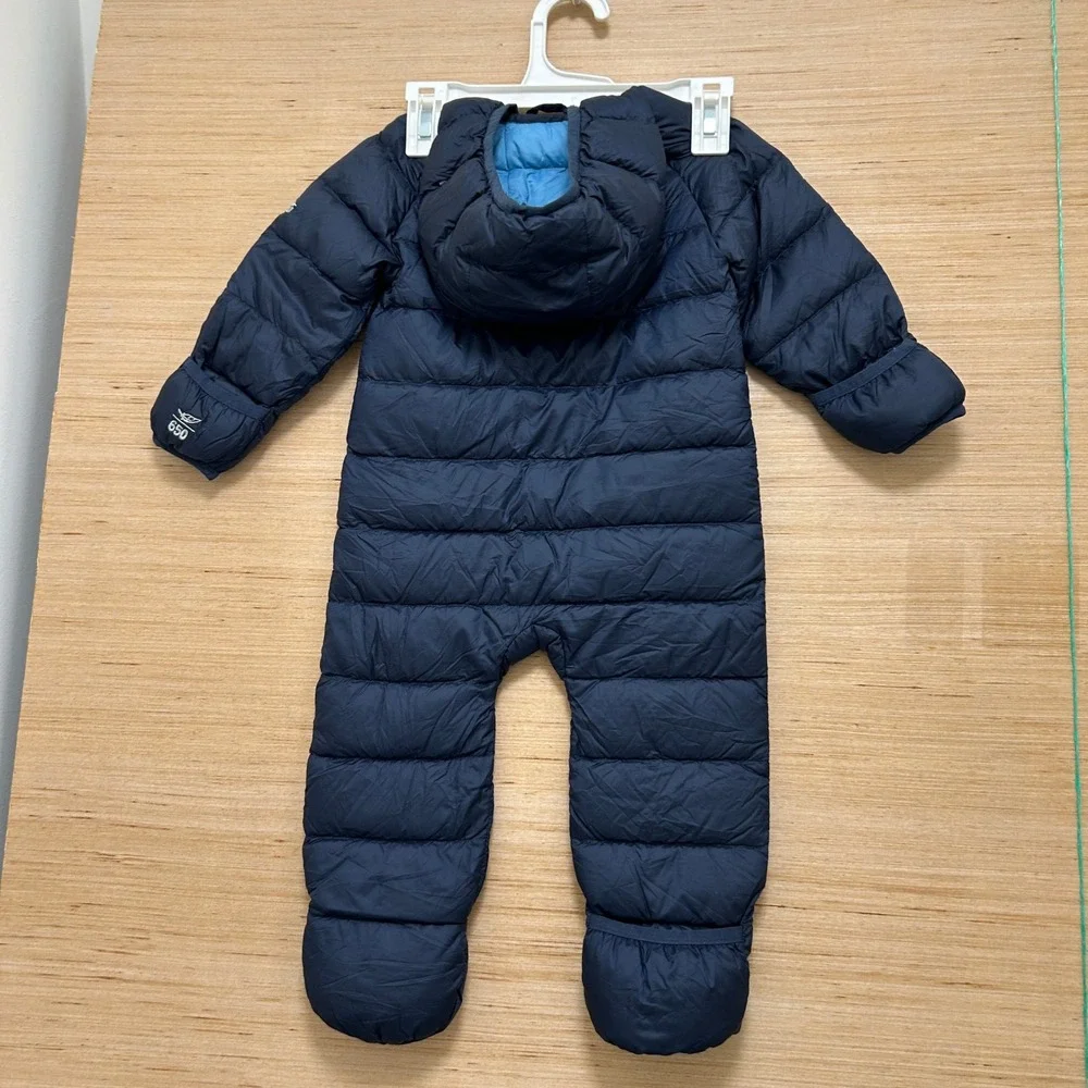 LL Bean Ultralight 650 Down Bunting Navy Blue Infant 6-12M Snowsuit Hooded